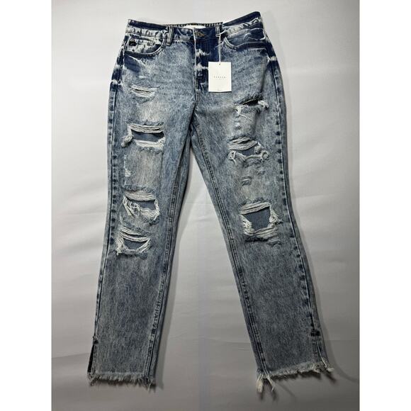 NWT Kancan Women's Relaxed Fit Distressed Tapered Denim Jeans - Size 7 (30x26.5) - Picture 1 of 8